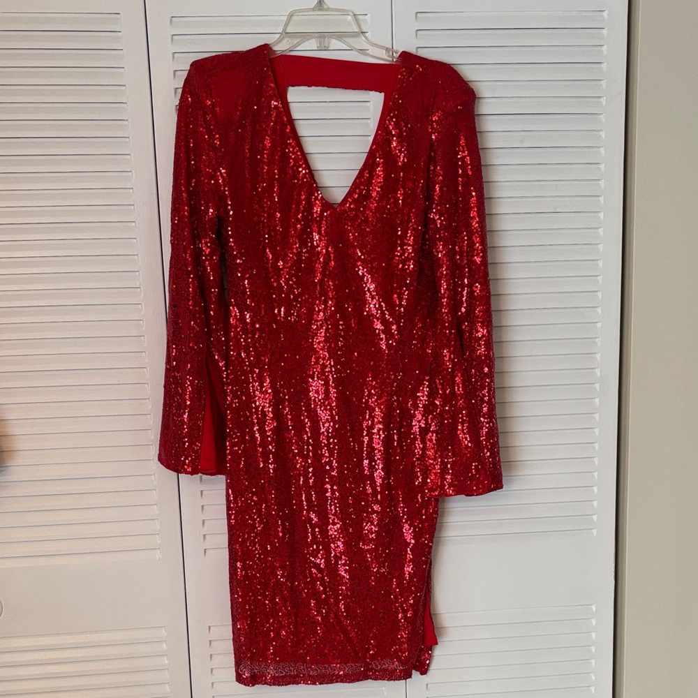 Red Sequin Cocktail Dress